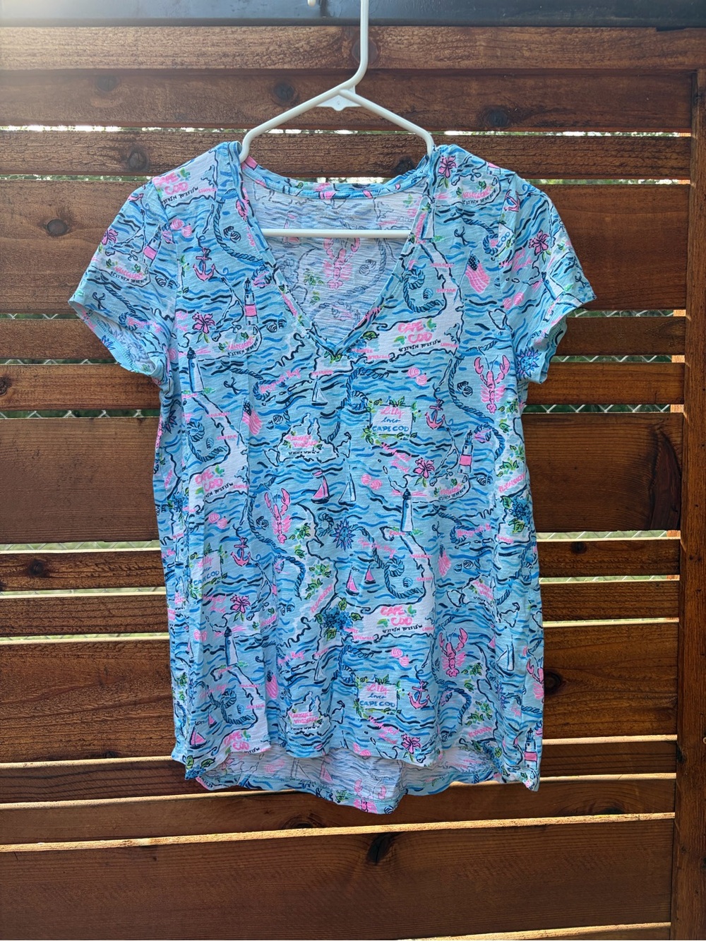 Lilly Pulitzer Etta Cape Cod V-Neck Top